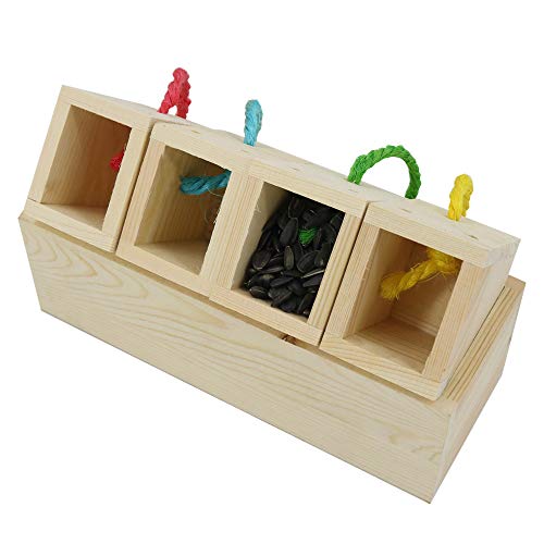 YINGGE Wooden Bird Foraging Feeder Toys, Intelligence Toys for Medium and Large Parrots Sun Conures, Caique, Cockatoo, African Grey, Macaws, Amazon