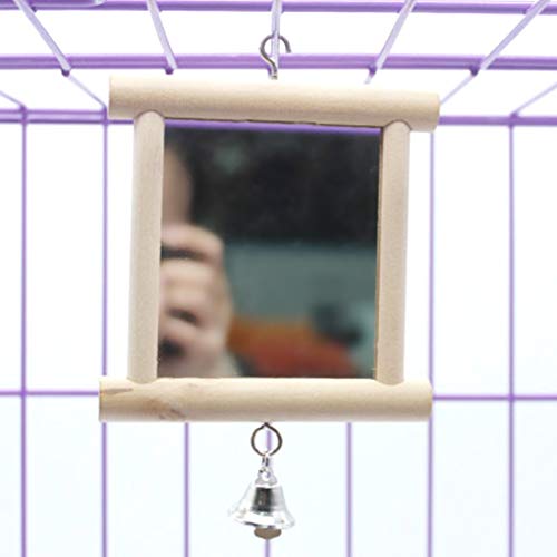 Litewoo Bird Mirror with Bell Parrot Swing Interactive Play Toys, 2PC - color: Bird Mirror with Bell-2PCS