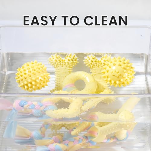 Puppy Toys, Puppy Teething Toys, 9 Pack Soft Durable Rubber Interactive Pink Puppy Chew Toys for Teething to Soothe Gums and Keep Busy, Cute Puppy Essentials (Yellow) - color: Yellow 9-piece set