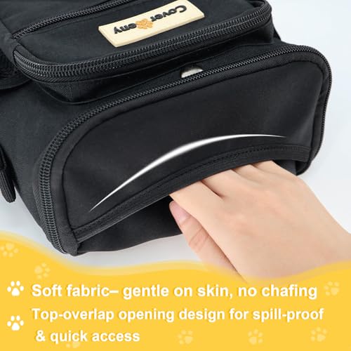 Dog Treat Pouch Open Top for Quick & Spill-Proof Access, Removable Pouch|Poop Bag Dispenser|3 Ways to Wear, Dog Treat Bag - Collapsible Bowl, Training Clicker & Poop Bag for Training & Walking-Black. - color: Black