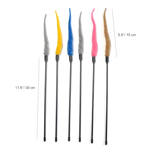 6 PCS Wiggly Worm Cat Wand Toys Interactive Colorful Plush Cat Teaser Stick - color: B[Worm]