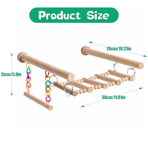 Parrot Climbing Ladders, Wooden Bird Perches Ladder with Swing Chain