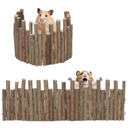 2 Pcs 11.8in Wooden Hamster Fence - size: 11.8in (Natural)