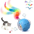 Interactive Cat Toy, Auto Chirping Ball w/ 3 Tails, Self Play Indoor - color: P02 Blue
