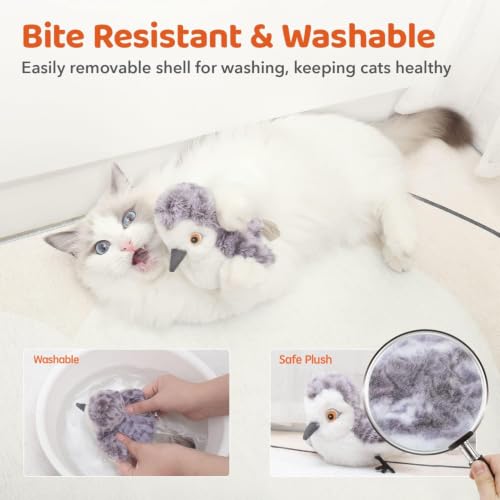 Potaroma Cat Toys Flapping Bird (No Flying), Lifelike Sandpiper Chirp Tweet, Rechargeable Touch Activated Kitten Toy Interactive Cat Exercise Toys for All Breeds Cat Kicker Catnip Toys 4.0" - style: Male Sandpiper