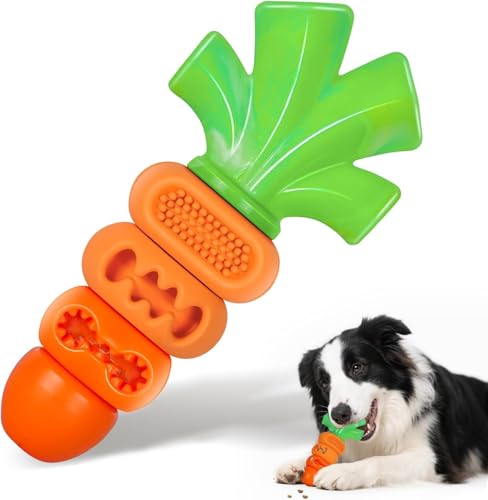 Aggressive Chewer Dog Toys, Durable Carrot Teeth Cleaning Toy