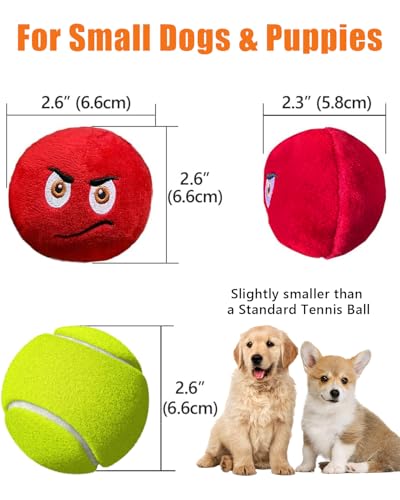 Squeaky Dog Toys, Stuffed Plush Puppy Toy Balls to Keep Them Busy, (6 Pack) Interactive Funny Pet Ball with Squeaker for Puppies Small Breed Dogs - style: Small 2.6" (6 Pack)