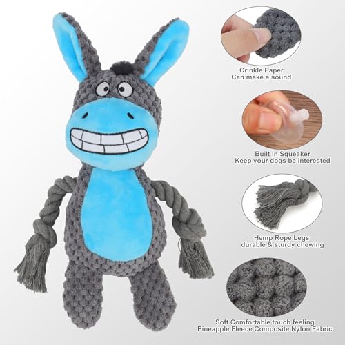 Dog Toys, Dog Squeaker Toys with Crinkle Paper (Dark Gray Donkey) - color: Dark Gray Donkey