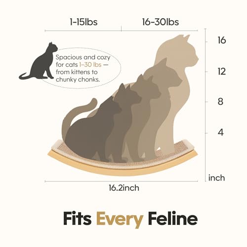 Curved Cat Wall Hammock with Scratchable Sisal Pad, Large Floating Cat Shelf for Wall, Wall Mounted Beige Bed for Playing, Climbing, and Sleeping - color: 1 Curved Bed (Sisal Mat)
