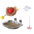 3-in-1 Cat Toy and Cat Window Perch, Window-Mounted Hammock with Scratching Board, Interactive Teaser Wand, Smart Ball with LED Lights