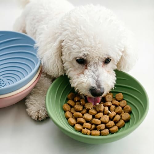 Dog Lick Bowl Slow Feeder for Dogs and Cats (Almond Beige), Silicone Lick Mat Bowl for Slow Eating, Anxiety Relief, Interactive Pet Feeding Dish, Dishwasher Safe - color: begie
