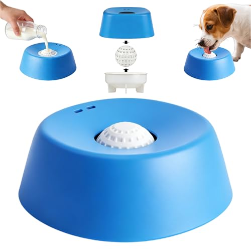 Slow Feeder Dog Bowls for Liquid Treat,Dog Licking Bowl with Rolling Balls,Calming Lick Bowl, Dog Lick Ball Bow for Wet Food Bone Broth & Yogurt for Large Medium Small Puppy Breeds(Blue) - color: Blue