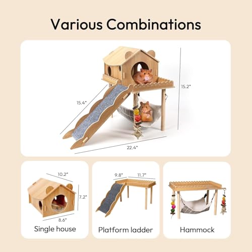 3-in-1 Guinea Pig Hideout, Large Wooden Guinea Pig House