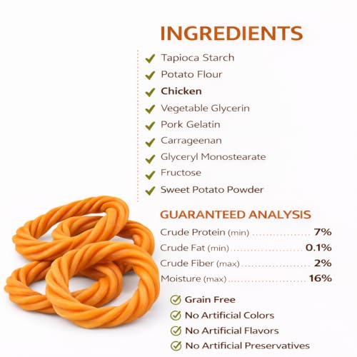 No Rawhide Puppy Teething Rings – Highly Digestible Rawhide Alternative Chews (8 Rings, Pumpkin & Sweet Potato) - size: 4 Count (Pack of 2)