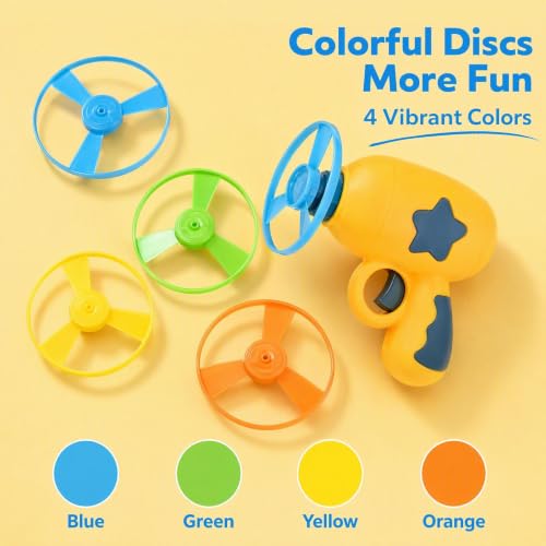 Flying Cat Toy for Indoor Kitten, Interactive Cat Fetch Toy with 1 Light Up Spinning Tops, and 5 Propellers, Flying dis Toy for Training Chasing - color: Yellow