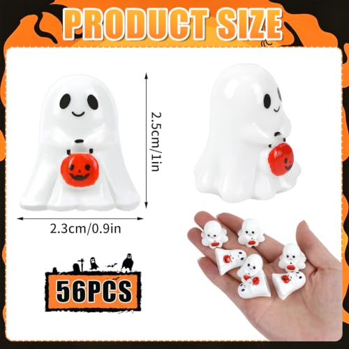 56 Pcs Halloween Mini Resin Ghosts Figurines Tiny Ghosts - style: Ghost Pumpkin Basket Style