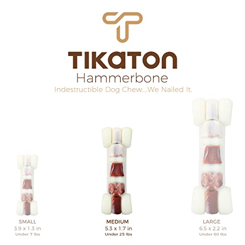 Tikaton Hammerbone Durable Dog Chew Toy for Aggressive Chewers, Beef Flavor Dog Toy, Medium - size: Medium