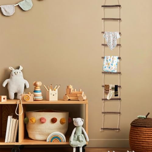 Wooden Rope Ladder Wall Hang, 1 Piece 120×15cm Wooden Branch Ladder Climbing Plants Trellis Hanging Ornaments for Home Decoration - size: 15*120cm