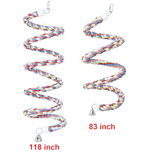 Kintor Bird Rope Bungee Perch,Cotton Chew Toy Swing for Medium Large Parrot - size: 118inch