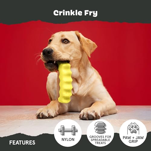 BarkBox Crinkle Fry Dog Toy for Large Dogs, Super Tough Nylon Construction for Aggressive Chewers and Designed for Durable Playtime - color: Crinkle Fry-Large