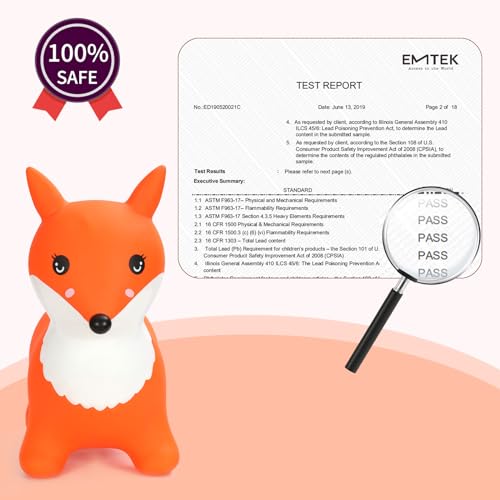 INPANY Fox Bouncy Horse Hopper Toys, Zoo Animal Toys, Gifts Toy for Kid - color: Orange Fox