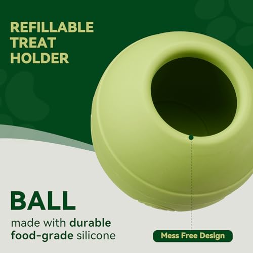Long-Lasting Interactive Dog Lick Toy, Stuffable Dog Enrichment to Keep Dogs Busy, Wobbly Treat Dispensing Freezable Chew Toys, Food-Grade Safe (Green,L) - color: Green, size: L