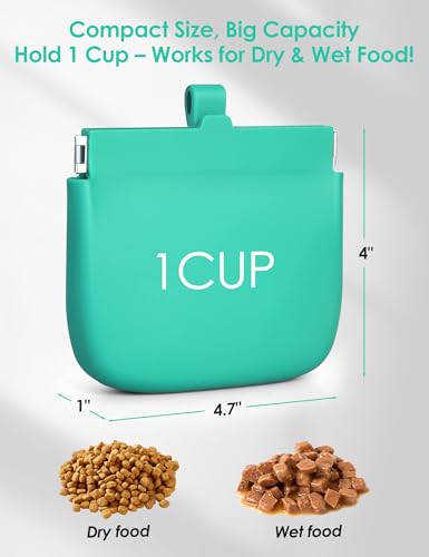 1 Cup Silicone Dog Training Treat Pouch(Turquoise) - color: Turquoise