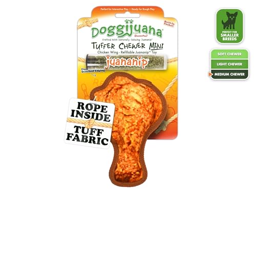 Doggijuana Mini Tuffer Chewer Dog Toy, Chicken Wing | Plush, Squeaky - size: Mini, style: Chicken Wing