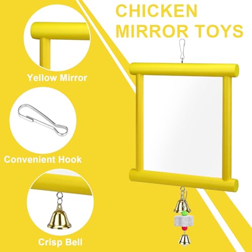 1 Pcs Chicken Mirror Toys Large 12x10 Inch Hanging Swing Mirror with Bell