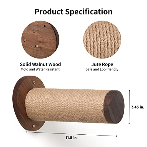 FUKUMARU Cat Wall Steps, 11.8 Inch, 2 of Pack - color: Brown