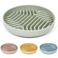 Silicone Slow Feeder Dog Bowls, Puzzle Design with Suction Cups (Green) - color: Green