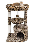 SYANDLVY Small Leopard Print Cat Tree for Indoor Cats, Modern Cat House - color: Leopard Print