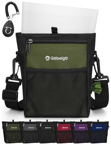 Gobeigo 4 Cup Dog Treat Pouch with Silicone Insert Bag& Clicker(Army Green) - color: Army Green