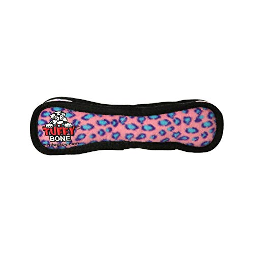 TUFFY® 2 Pack Ultimate Bone Ultra Durable Plush Dog Toy - color: 2PK Pink Leopard Bone