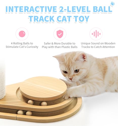 Made4Pets Tall Cat Scratching Post for Indoor Cats with Ball Track 32" - size: 32"H