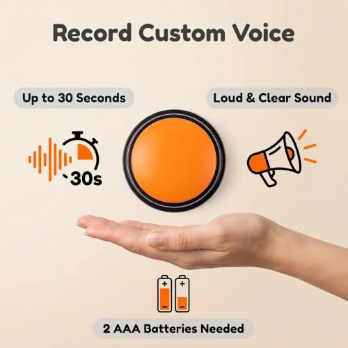 8 Color Voice Recording Button, Dog Buttons for Communication Pet Training Buzzer, 30 Second Record & Playback, Funny Gift for Study Office Home - 8 Color Packs