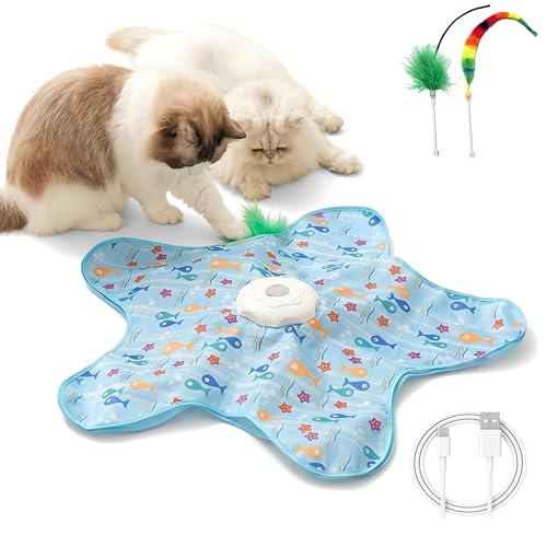 Hide and Seek Interactive Cat Toys, Puzzle Motion Activated for Indoor Cats - color: Fish Cover