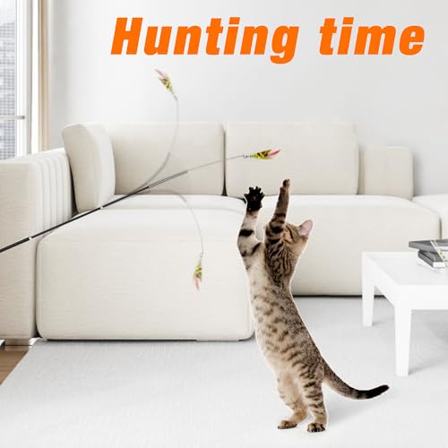 JXFUKAL Cat Feather Toy Refills, 3Pcs Simulation Mini Insects Cat Lures Wand Attachment Replacement for Kitty Kitten Indoor Accessories - color: 3PCS REFILLS