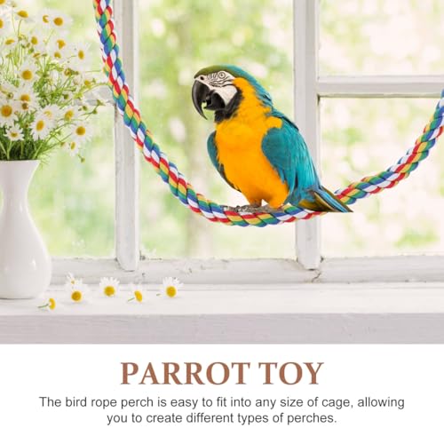 Hemobllo Parrot Cotton Rope Perch 41.33 in Bird Rope Climbing Toy for Cage Standing Station Chew Toy for Pet Birds Helps Exercise Balance and Coordination 1 pc - size: 105cm