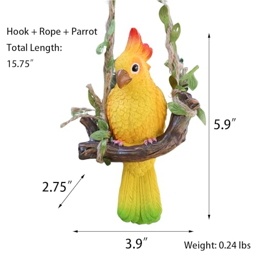 Hanging Parrot Garden Decor Outdoor Tropical Tiki Bar Decor Yellow - color: Yellow