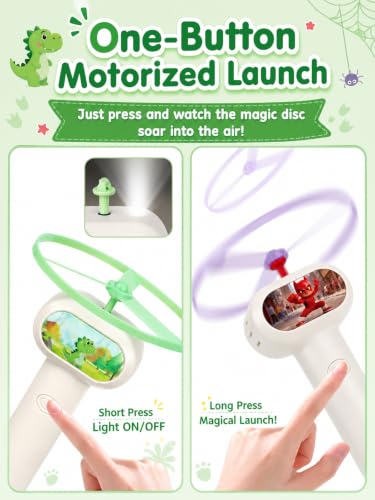 2PCS Outside Toys for Kids & Pets Electric Disc Launcher 6 Flying Spinners - color: Red and Green