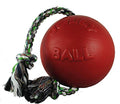 Jolly Pets Romp-n-Roll Rope and Ball Dog Toy, 8 Inches/Large, Red (608 RD) - color: Red, size: Large (8 in)