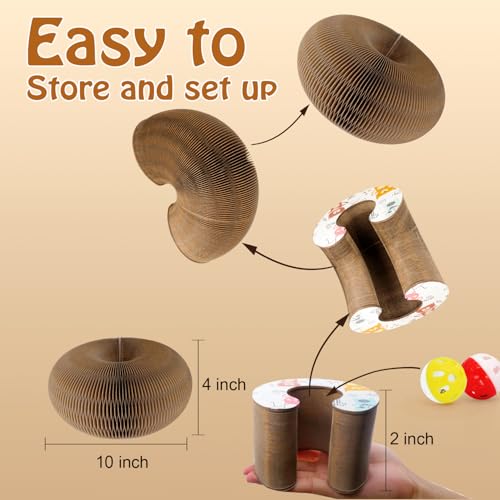 Interactive Cat Toy & Cardboard Cat Scratcher, Round Single-Layer Track