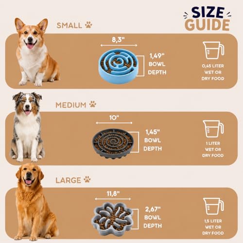 Woowoowoof Slow Feeder Dog Bowl | Medium Silicone Puzzle Feeder Improves Digestion 10x Slower Eating| Anti-Gulping Non-Slip Base, Helps Prevent Bloating |1L Capacity, 10.0in x 1.45in (Black) - color: Black, size: Medium