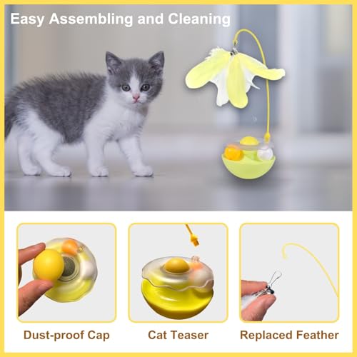 Interactvie Cat Wobble Ball Enrichment Toys, Yellow