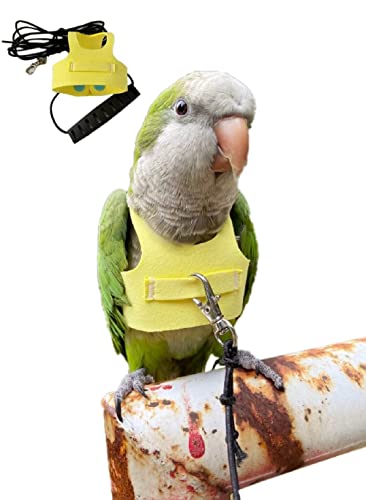 Bird Flight Harness Vest, Parrot Suit with Leash for Parakeets Cockatiels Conures Budgies, Flying Clothes Rope and Handle Outdoor Activities Training, Anti Bite (S, Yellow) - color: Yellow, size: S
