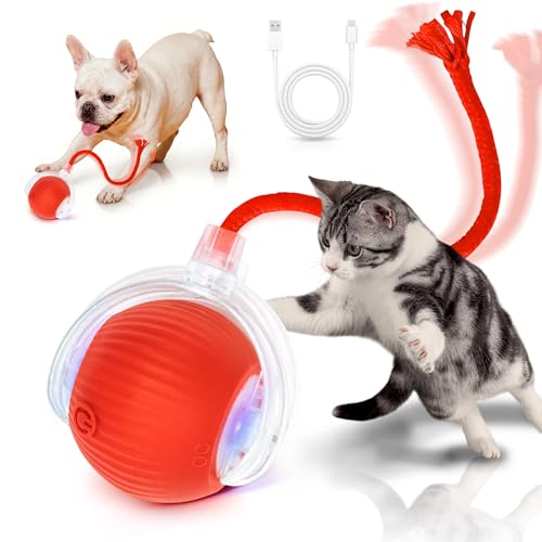 Cat Toys for Indoor Cats Smart Automatic Ball Moving Chase Dogs Toy, Red - color: A1-Red