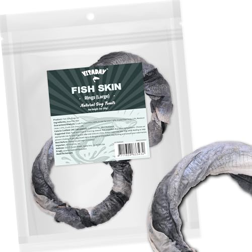 VITADAY Fish Skin Dog Treats, Single-Ingredient, Ring (L), 3 oz - size: 3 Ounce (Pack of 1)