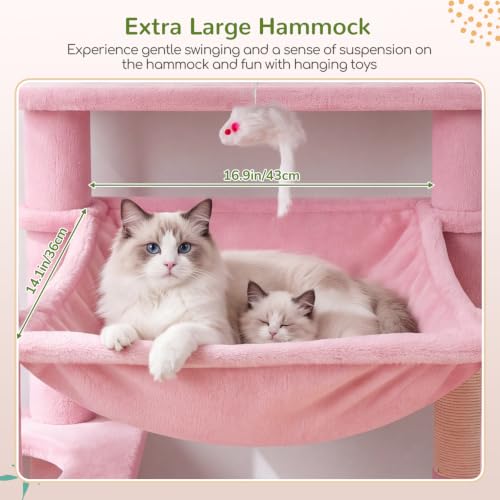 Globlazer F70 Pro Pink Heavy Duty Cat Tree Tower for Indoor Large Cats - color: Pink