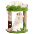 WOOCHPET 21" Small Cat Tree with 2 Scratching Posts and Perch Bed - color: Green-2